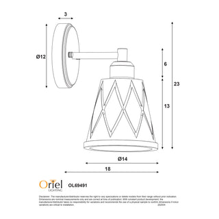 Oriel Lighting Dram Vintage Cut Glass Wall Light Clear
