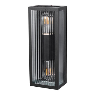 Oriel Chicago Twin Clear Ribbed Glass Decorative Outdoor Wall Light