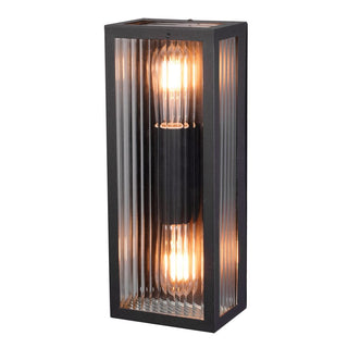 Oriel Chicago Twin Clear Ribbed Glass Decorative Outdoor Wall Light