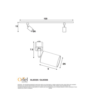 Oriel Lighting Bridge 2lt Track Kit Black & Satin Brass