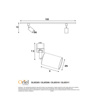 Oriel Lighting Bridge 2lt Track Kit White