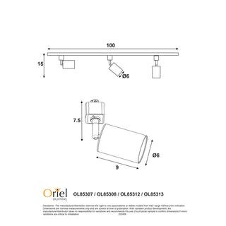 Oriel Lighting Bridge 3lt Track Kit White