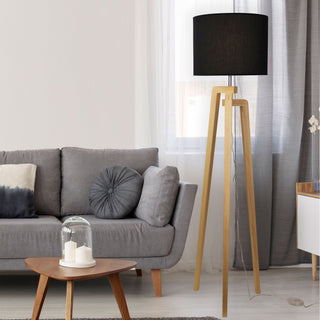 Oriel Lund Scandi Timber Tripod Floor Lamp