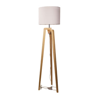 Oriel Lighting Lund Complete Scandi Timber Tripod Floor Lamp White