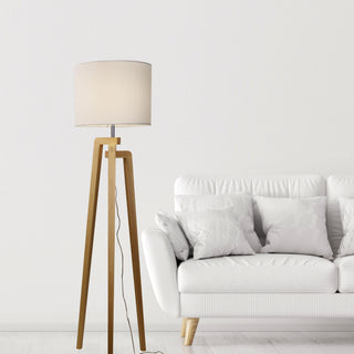 Oriel Lund Complete Scandi Timber Tripod Floor Lamp