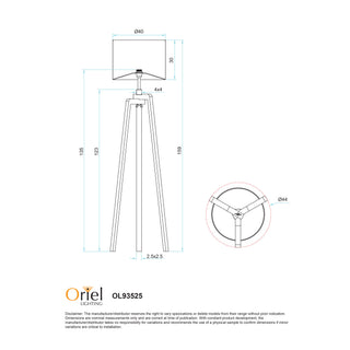 Oriel Lighting Lund Complete Scandi Timber Tripod Floor Lamp White
