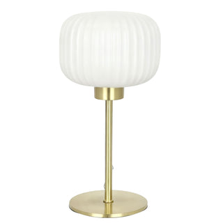 Oriel Alto Opal Ribbed Optic Glass Table Lamp