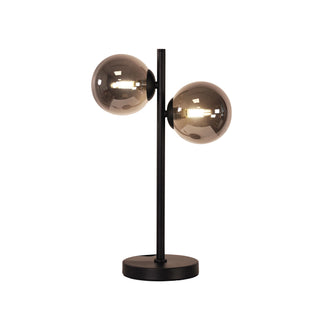 Oriel Valcross 2 Light Black Decorative Table Lamp with Smoke Glass Spheres