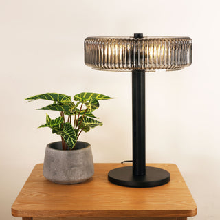 Oriel Gordon Ribbed Optic Glass Table Lamp