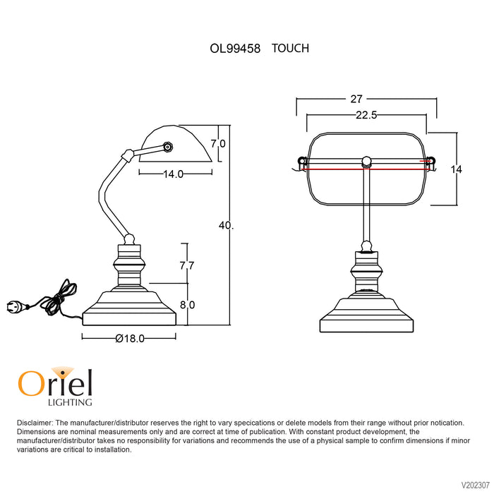 Oriel Lighting BANKERS TOUCH ON/OFF Touch Lamp Black — Best Buy Lighting