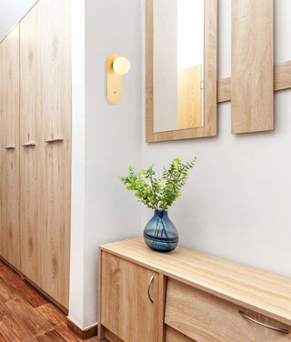 CLA Ovalis Interior Round Opal Diffuser Oblong Base with Switch Wall Lights