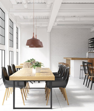 CLA Oxido Interior Rustic Brown with Travertine Highlight Angled Dome Pendant Lights