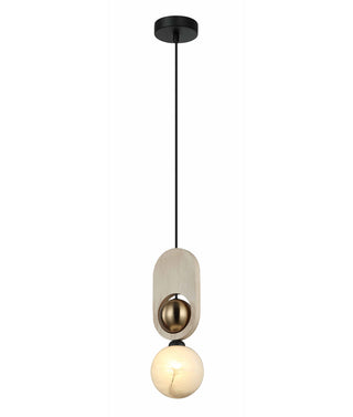 CLA Palta Interior Sandblasted Opal Diffuser with Brass & Wood Highlight Pendant Lights