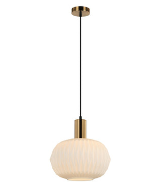 CLA Papel Interior Pleated Opal Dome Glass Pendant Lights