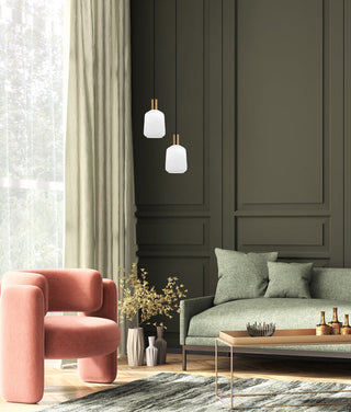 CLA Papel Interior Pleated Opal Jar Glass Pendant Lights