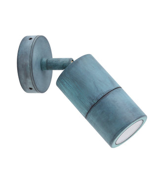 CLA GU10 Exterior Single Adjustable Wall Pillar Spot Lights Solid Patina Brass IP65