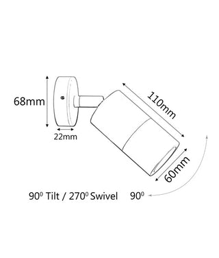 CLA GU10 Exterior Wall Pillar Spot Lights (Copper) IP65