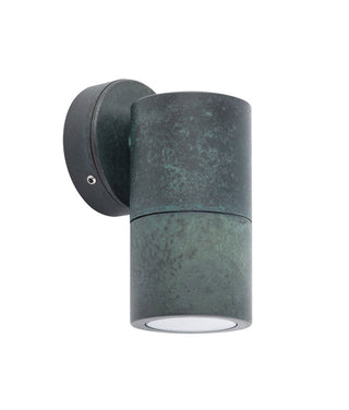 CLA GU10 Exterior Single Fixed Wall Pillar Spot Lights Solid Patina Brass IP65