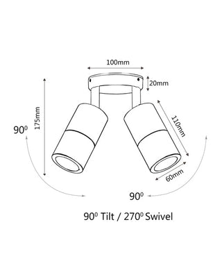 CLA GU10 Exterior Wall Pillar Spot Lights (Copper) IP65