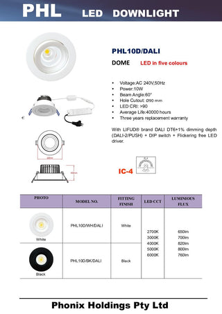 PHL10D/DALI Dome LED Downlight