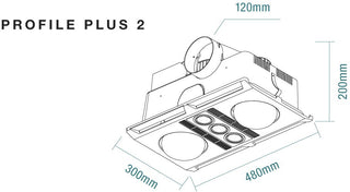 Martec Profile Plus DC 2 3-in-1 Bathroom Heater with 2 Heat Lamps Exhaust Fan and GU10 LED Light