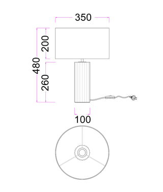 CLA Sagitta Beige Travertine Base Oblong Fabric Cream Shade Table Lamps
