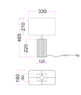 CLA Sagitta Beige Travertine Base Rectangular Fabric Cream Shade Table Lamps