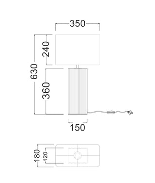 CLA Sagitta Beige Travertine Base Rectangular Fabric Cream Shade Table Lamps