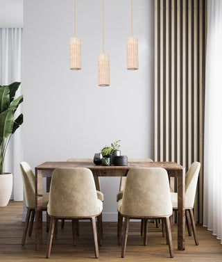 CLA Sagitta Interior Oblong Beige Travertine with Brass Highlight Pendant Light