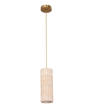 CLA Sagitta Interior Oblong Beige Travertine with Brass Highlight Pendant Light
