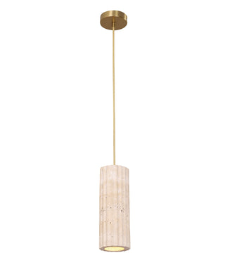 CLA Sagitta Interior Oblong Beige Travertine with Brass Highlight Pendant Light