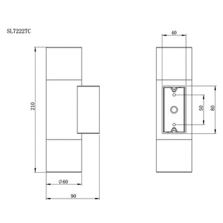 SAL New Bondi SL7222TC IP65 GU10 Wall Luminaire Up and Down with GU10 selectable TC Lamps Included