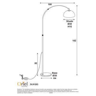 Oriel Marmo Antique Brass Arc Floor Lamp with Marble Base