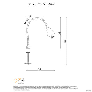 Oriel Lighting SCOPE Adjustable Gooseneck Clamp Lamp