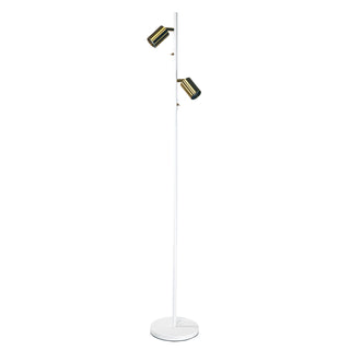 Oriel Ponte Adjustable Twin Floor Lamp White and Satin Brass