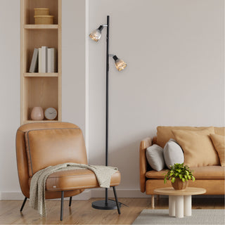 Oriel Alma Floor Smoked Glass Task Lamp