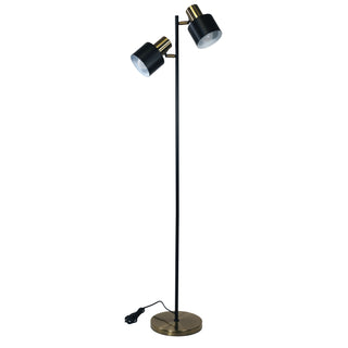 Oriel Ari Mid-Century Floor Lamp Black and Antique Brass