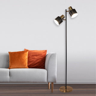 Oriel Ari Mid-Century Floor Lamp Black and Antique Brass