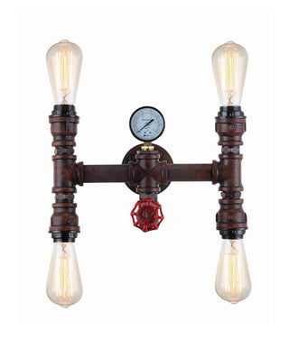 CLA Steam Interior Aged Iron 4xPipe Wall Light