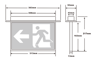3A Lighting Exit Sign Blade Recessed