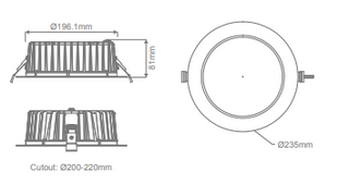 Domus NEO-PRO Round 35W Recessed Dimmable LED Tricolour IP65 Downlight