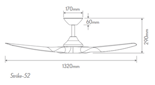 Domus Strike 52 Inch Dc 3 Blade Ceiling Fan