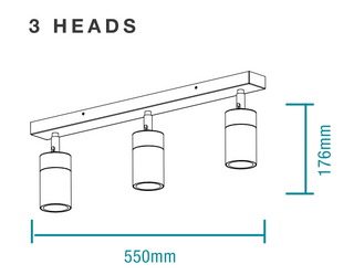 Martec Crest IP65 Surface Mount Spotlight 3 Heads