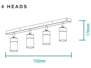 Martec Crest IP65 Surface Mount Spotlight 4 Heads