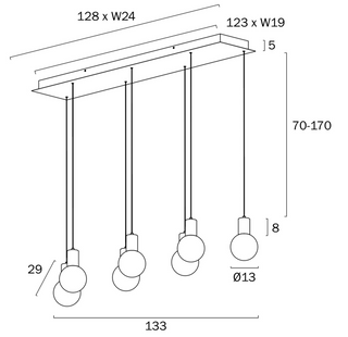 Telbix Invar 7 Light Pendant Bar