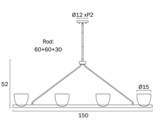 Telbix Radam 4 Light Bar Pendant Light