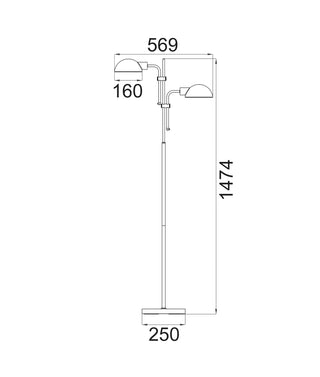 CLA Tettu Adjustable Height Swivel Head Sand Black Floor Lamps