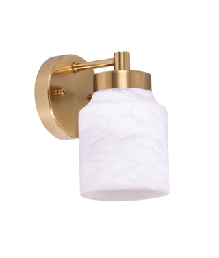 CLA Tufo Interior White Jar Alabaster with Brass Highlight Wall Light