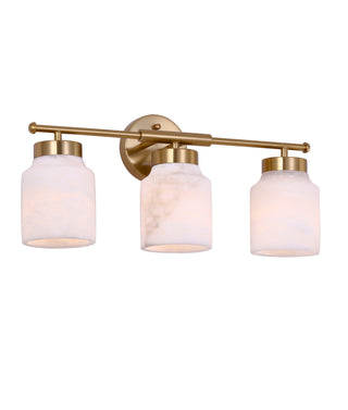 CLA Tufo Interior White 3 Light Jar Alabaster with Brass Highlight Wall Light