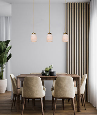 CLA Tufo Interior White Jar Alabaster with Brass Highlight Pendant Light